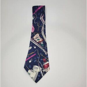 NICOLE MILLER 1992 Blue 100% Silk Tooth Doctor Tie